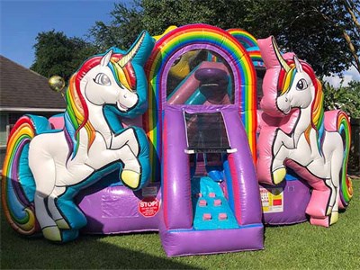 3D Toddler Unicorn Bouncy Castle With Slide